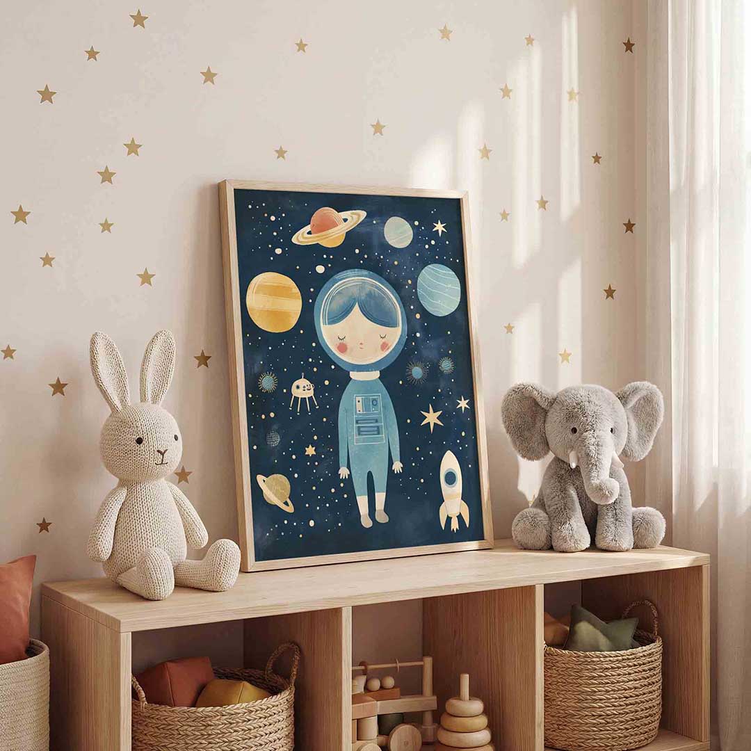 Astronaut en planeten Poster