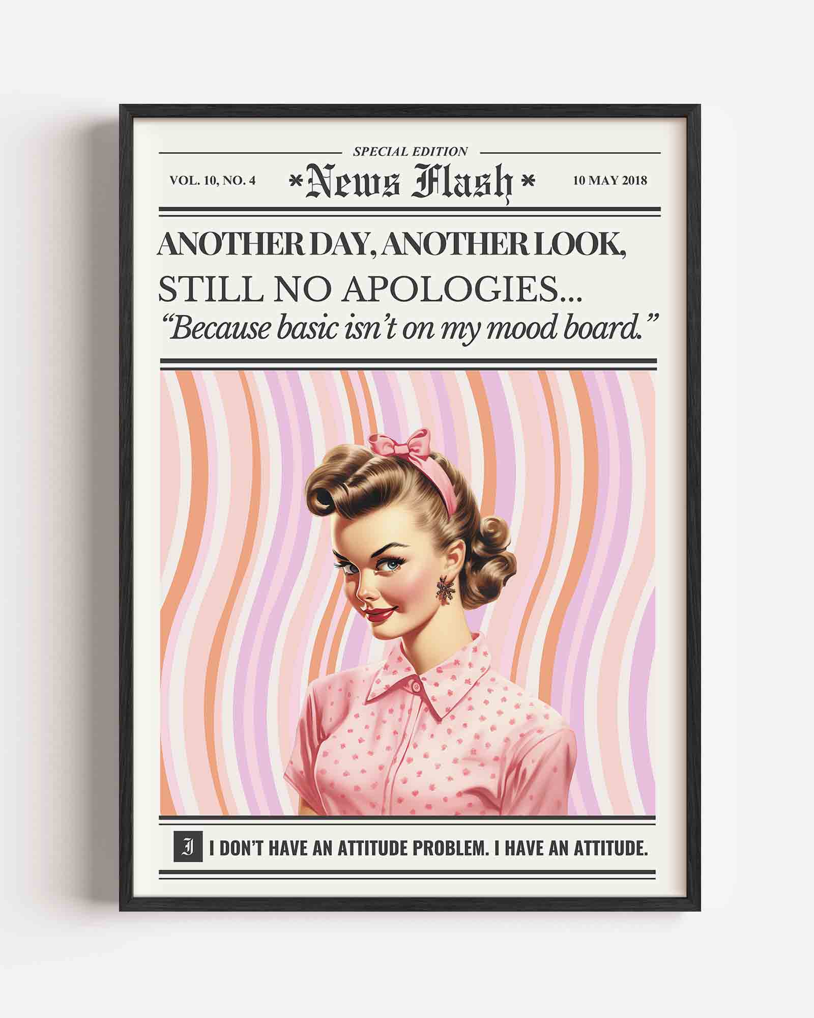 Retro dame met tekst Poster