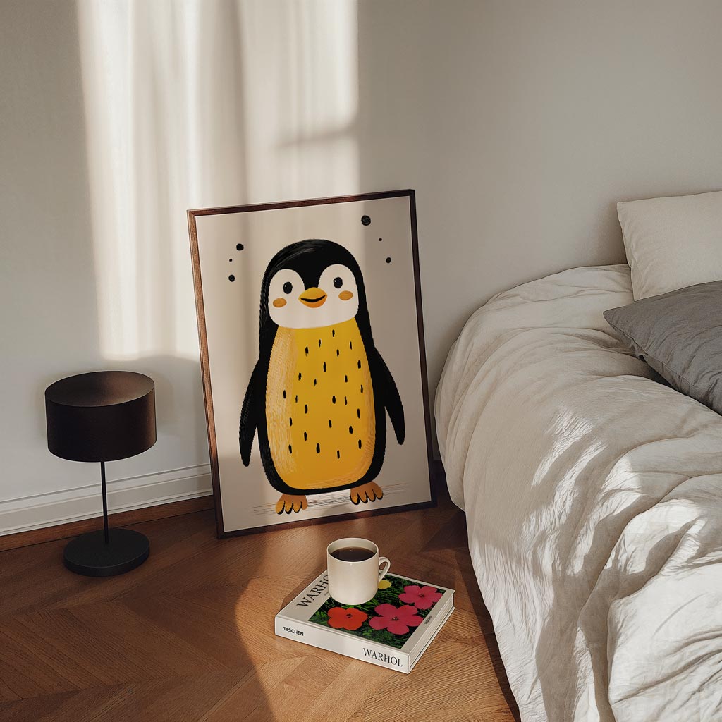 Vrolijke Pinguïn Illustratie Poster-WallArtistic