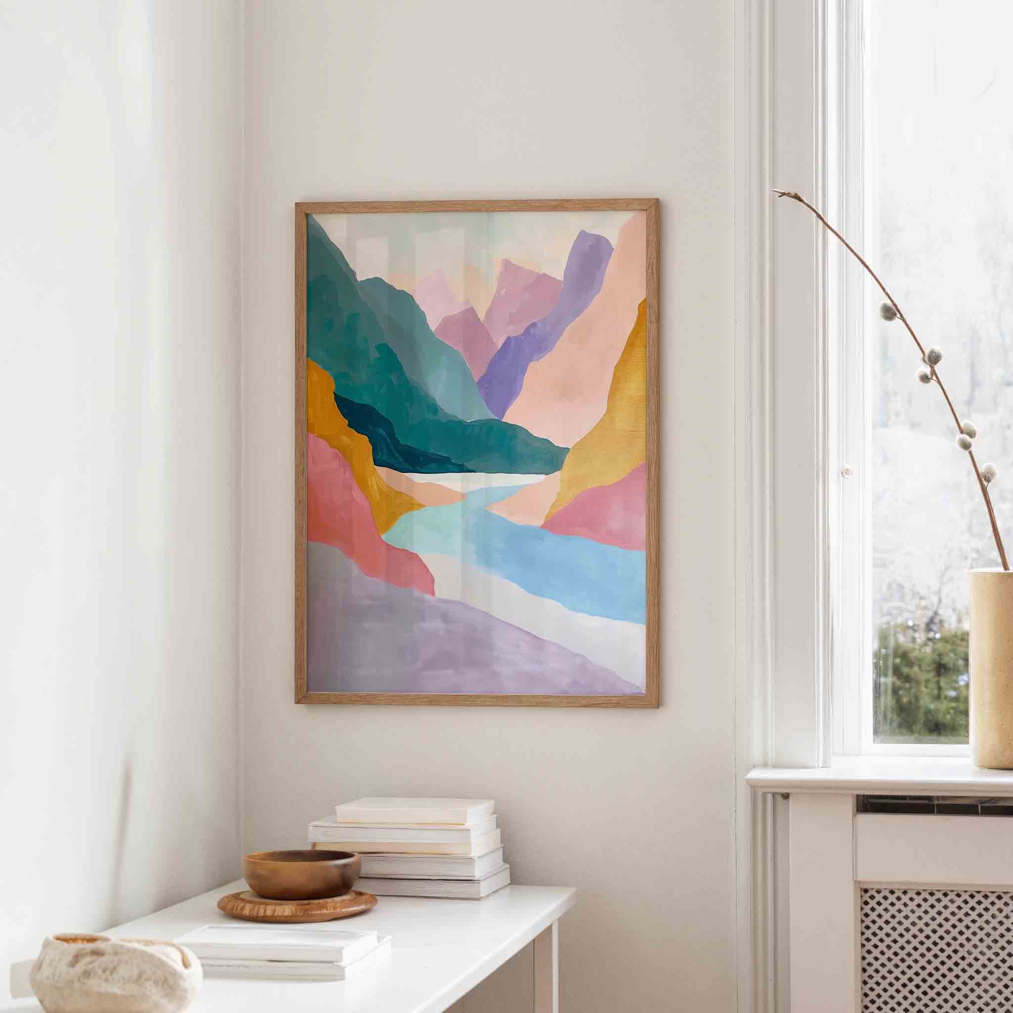 Berglandschap in pastel Poster