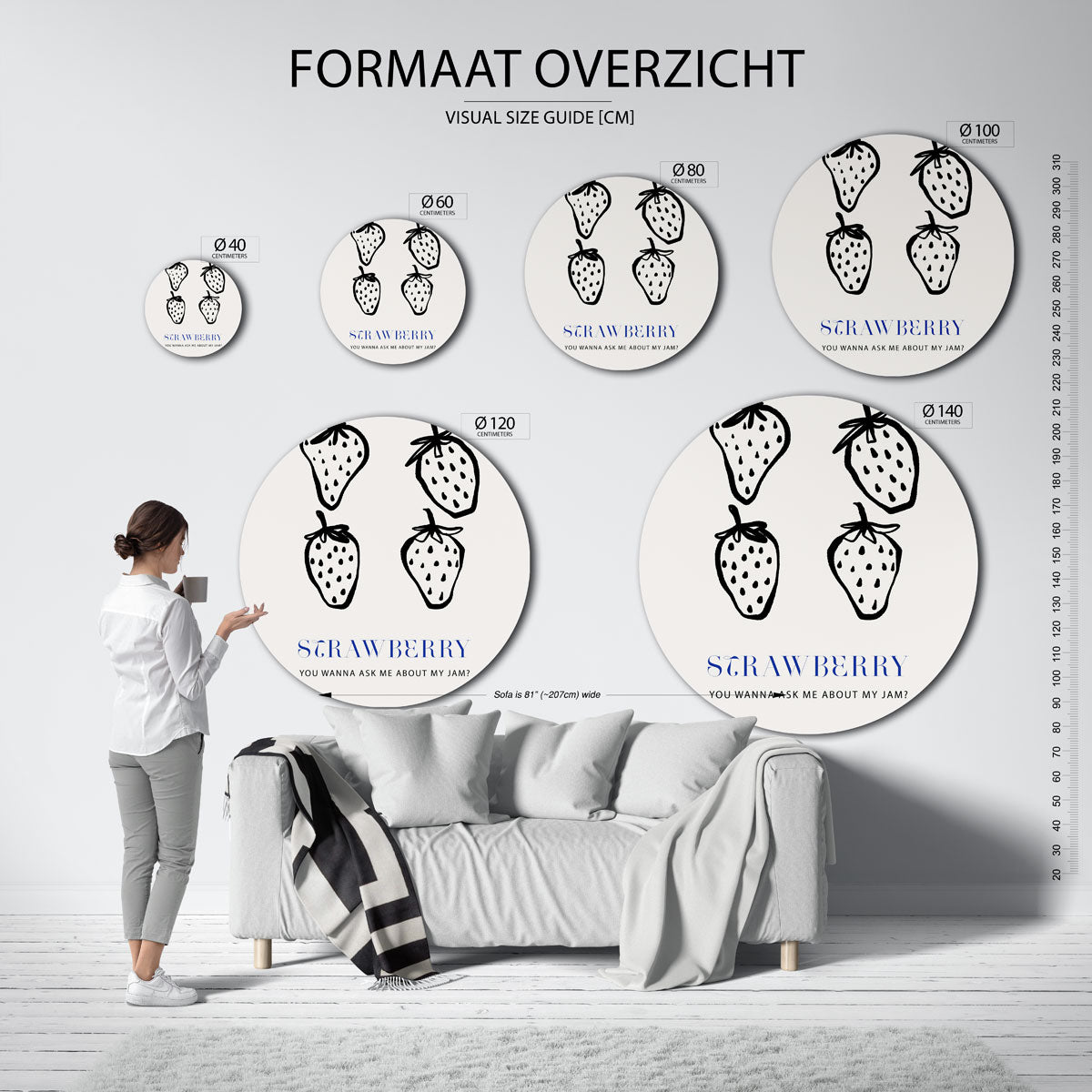 Aardbeien illustratie Muurcirkel