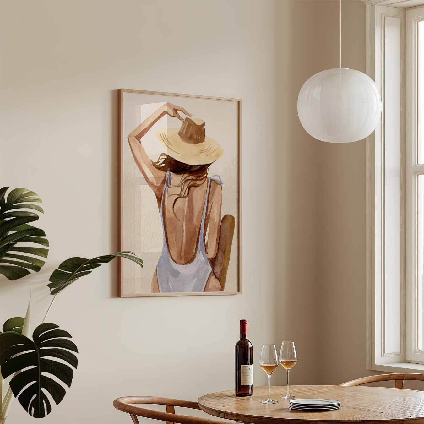 Vrouw met Strohoed Poster-WallArtistic