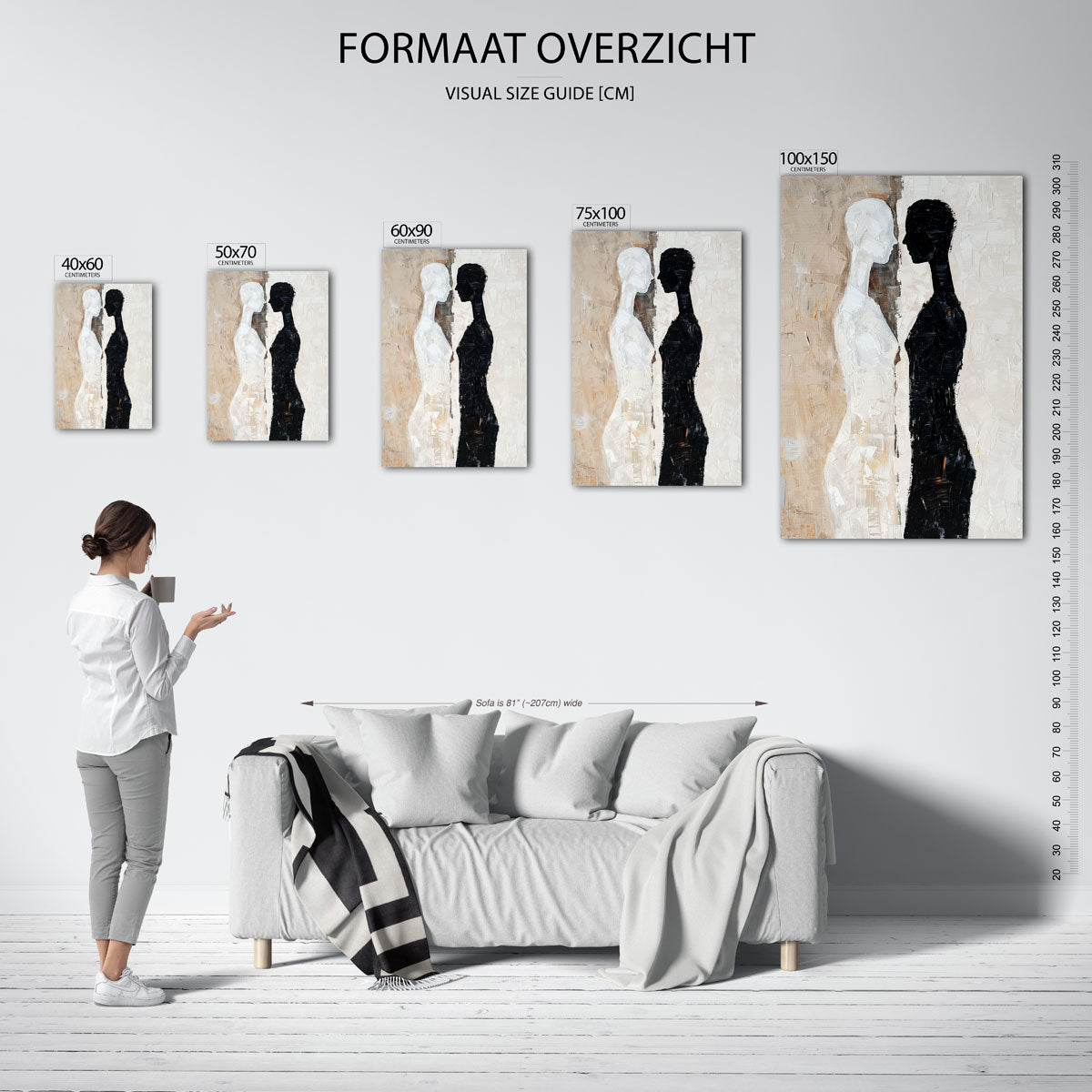Tegenovergestelde silhouetten Kunstwerk
