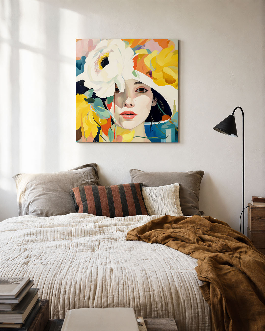 Vrouwelijk bloemenportret Kunstwerk