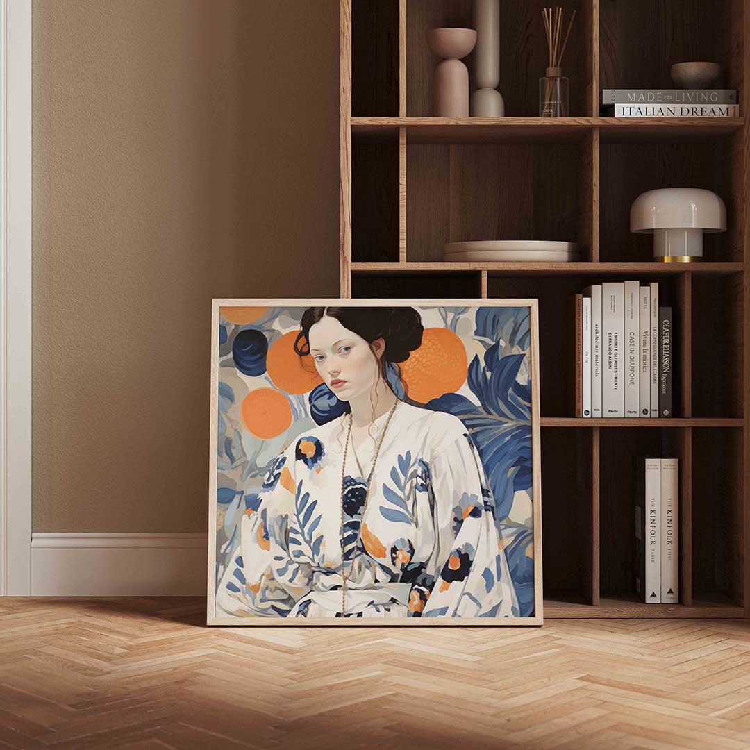 Vrouw met bloemenpatroon Poster