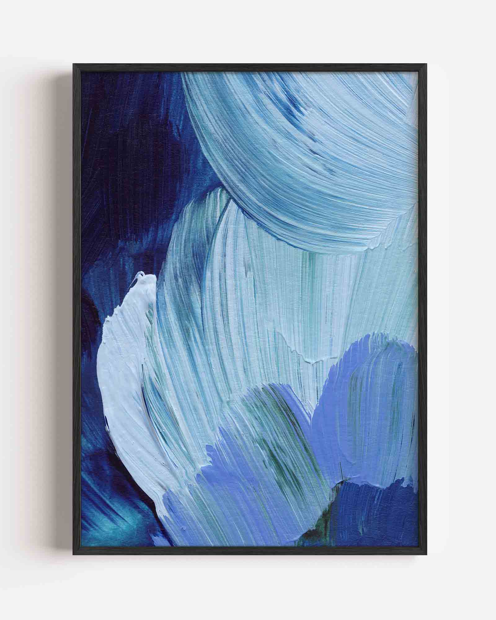 Blauwe penseelstreken Poster