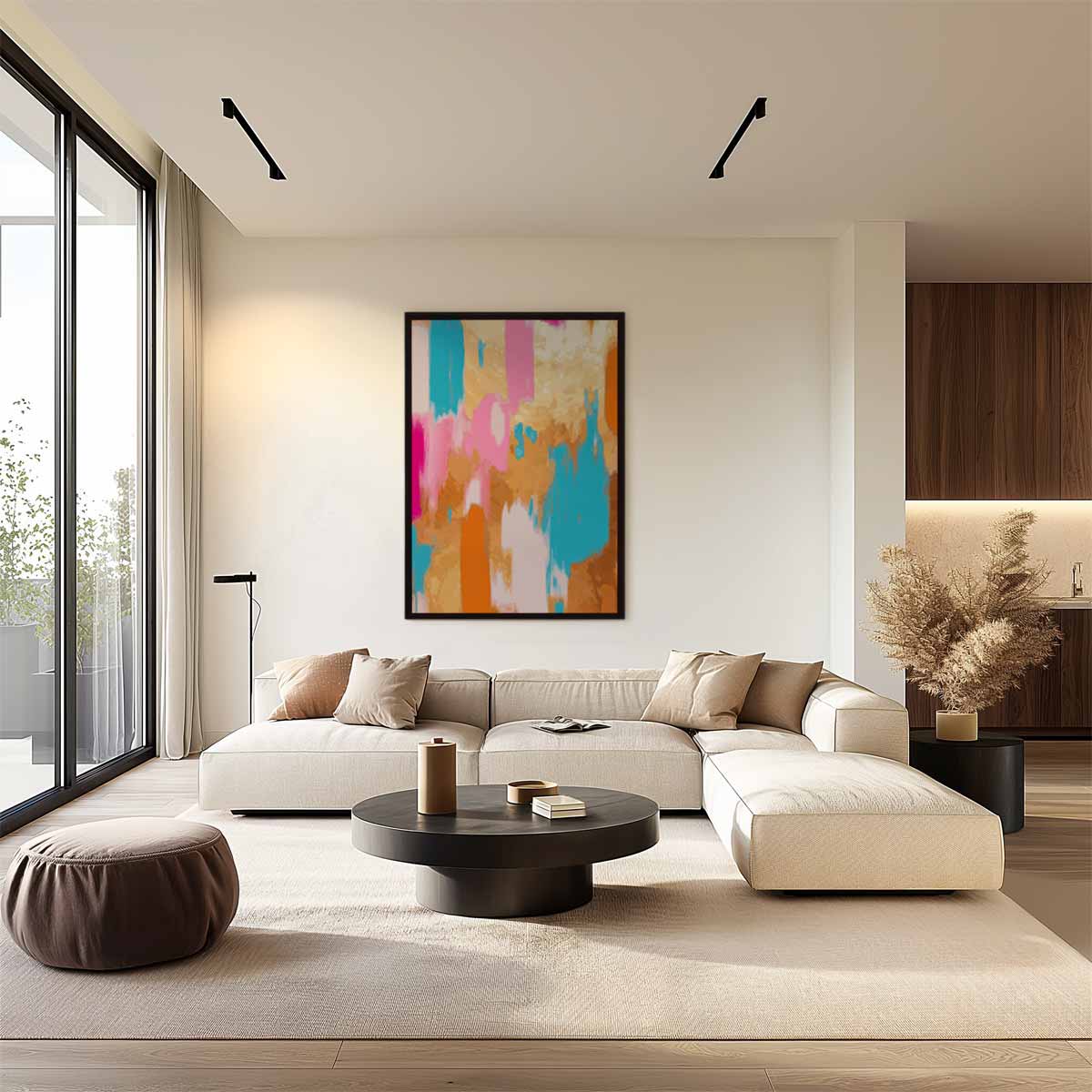 Kleurenexplosie Abstract Schilderij Kunstwerk-canvas-dibond-plexiglas-wanddecoratie-WallArtistic
