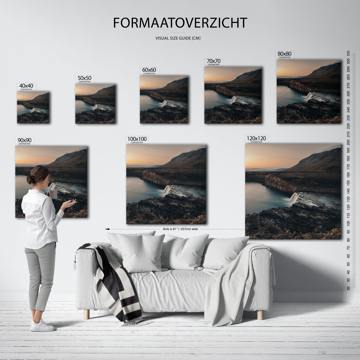 Rustige waterval landschap Kunstwerk