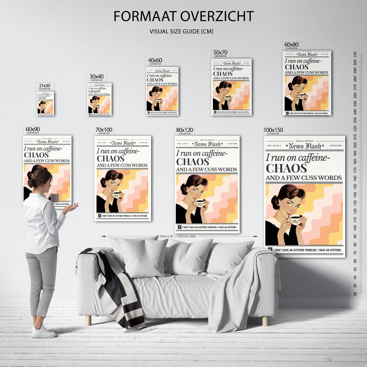 Vrouw met koffiekop Poster