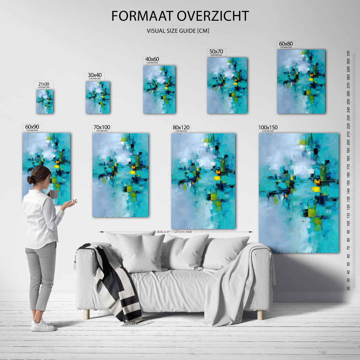 Abstracte blauwe compositie Poster
