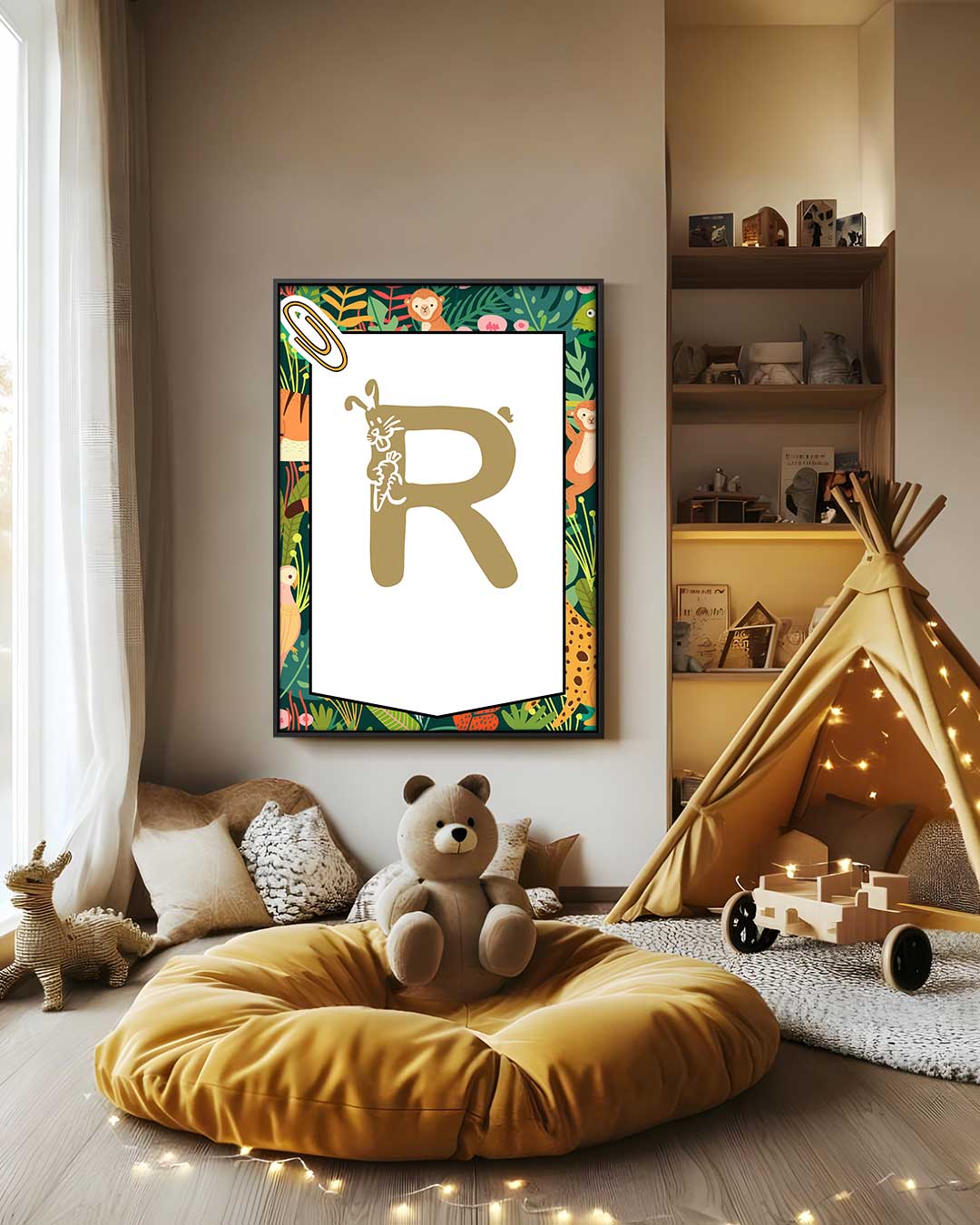 Jungle Alfabet Poster - Letter R Kunstwerk-canvas-dibond-plexiglas-wanddecoratie-WallArtistic