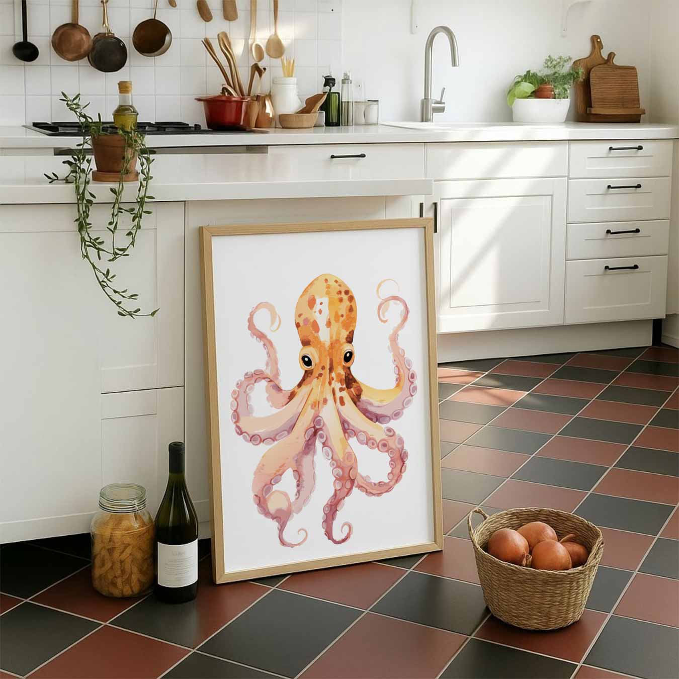 Vrolijke Octopus Kunstposter-WallArtistic