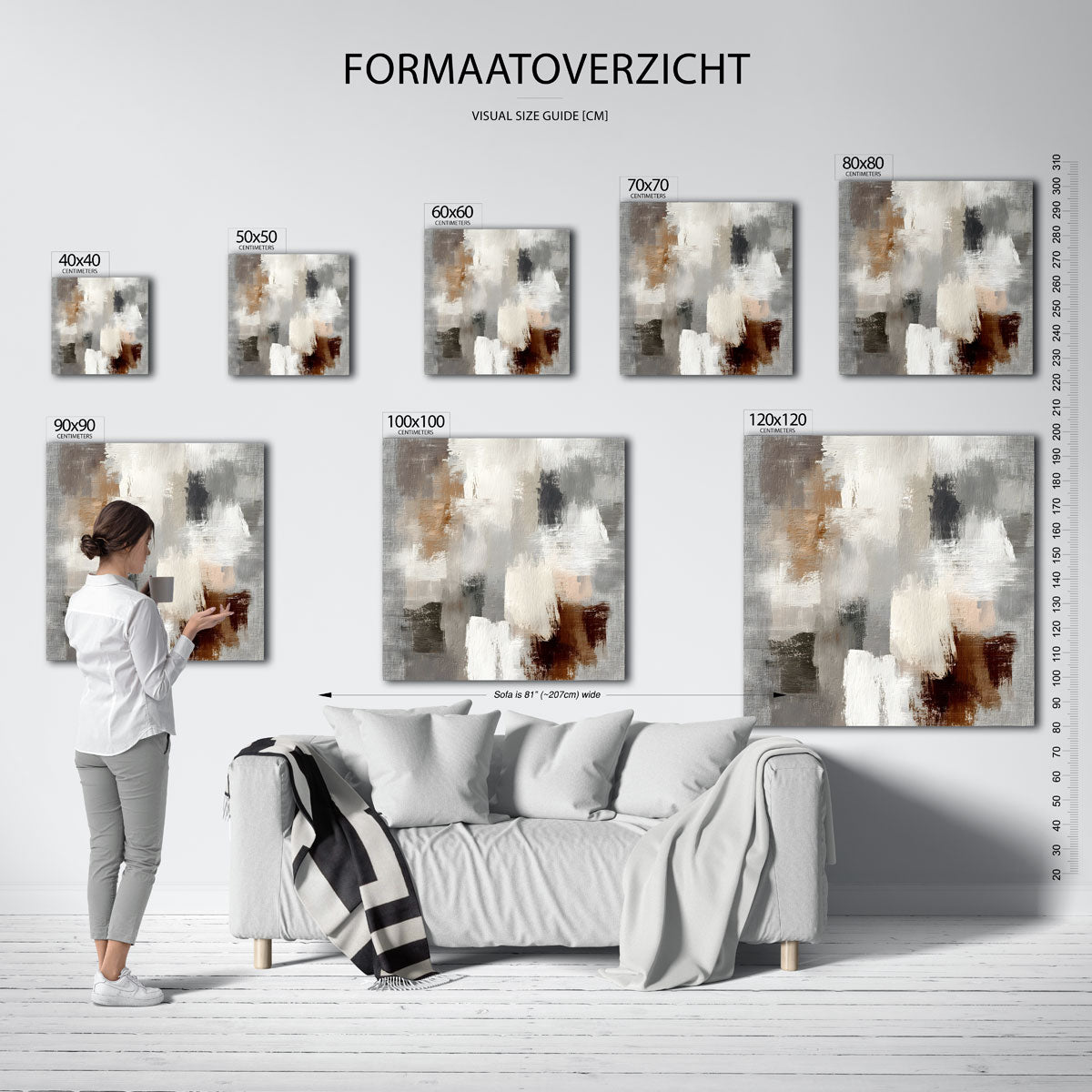 Abstracte beige en grijze Poster