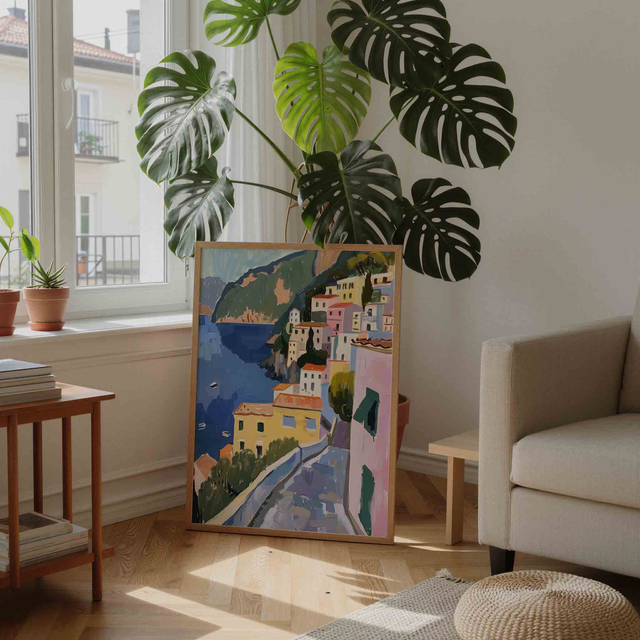Kustdorp met kleurrijke huizen Poster