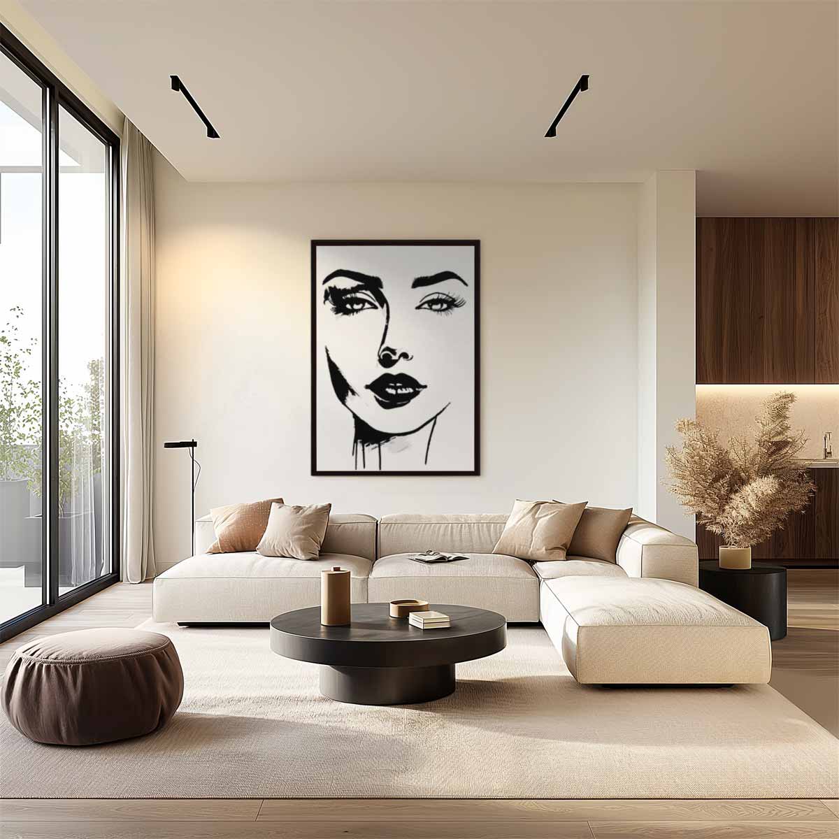 Minimalistisch Portret in Zwart-Wit Kunstwerk-canvas-dibond-plexiglas-wanddecoratie-WallArtistic