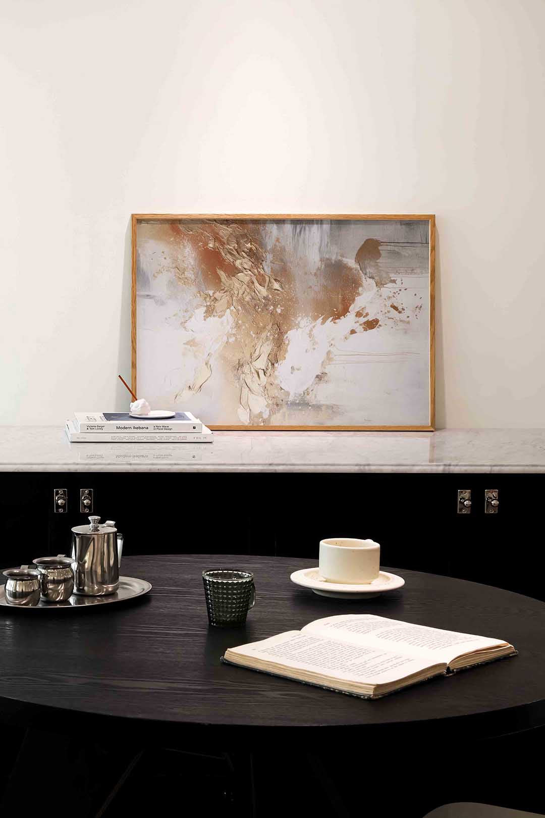 Abstracte beige en witte Poster