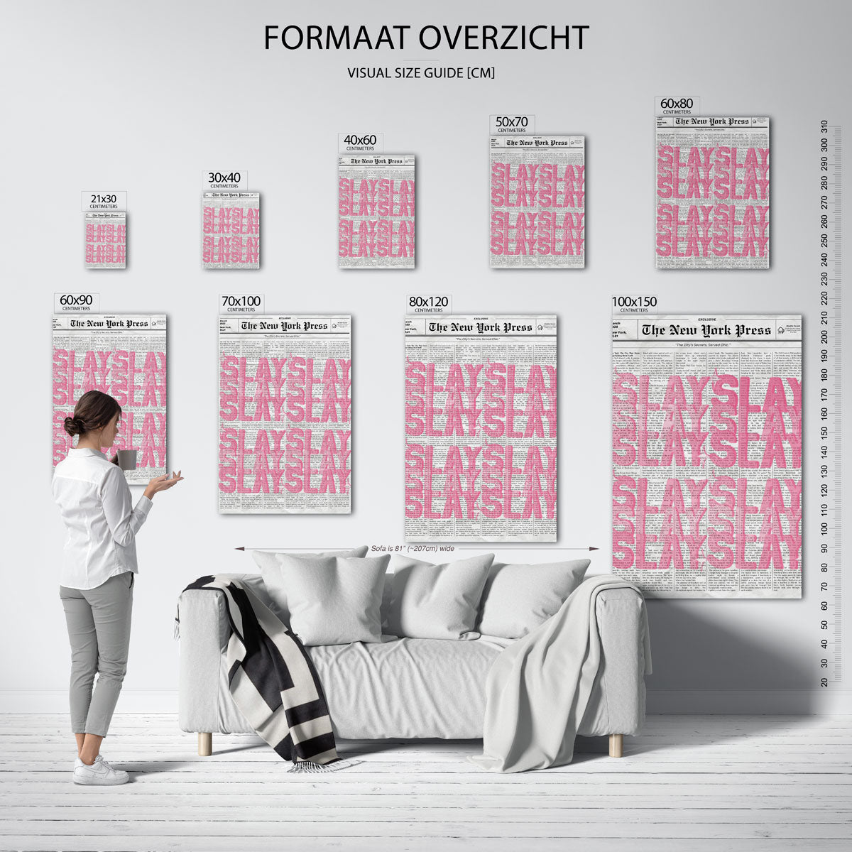 Newspaper en roze tekst Poster