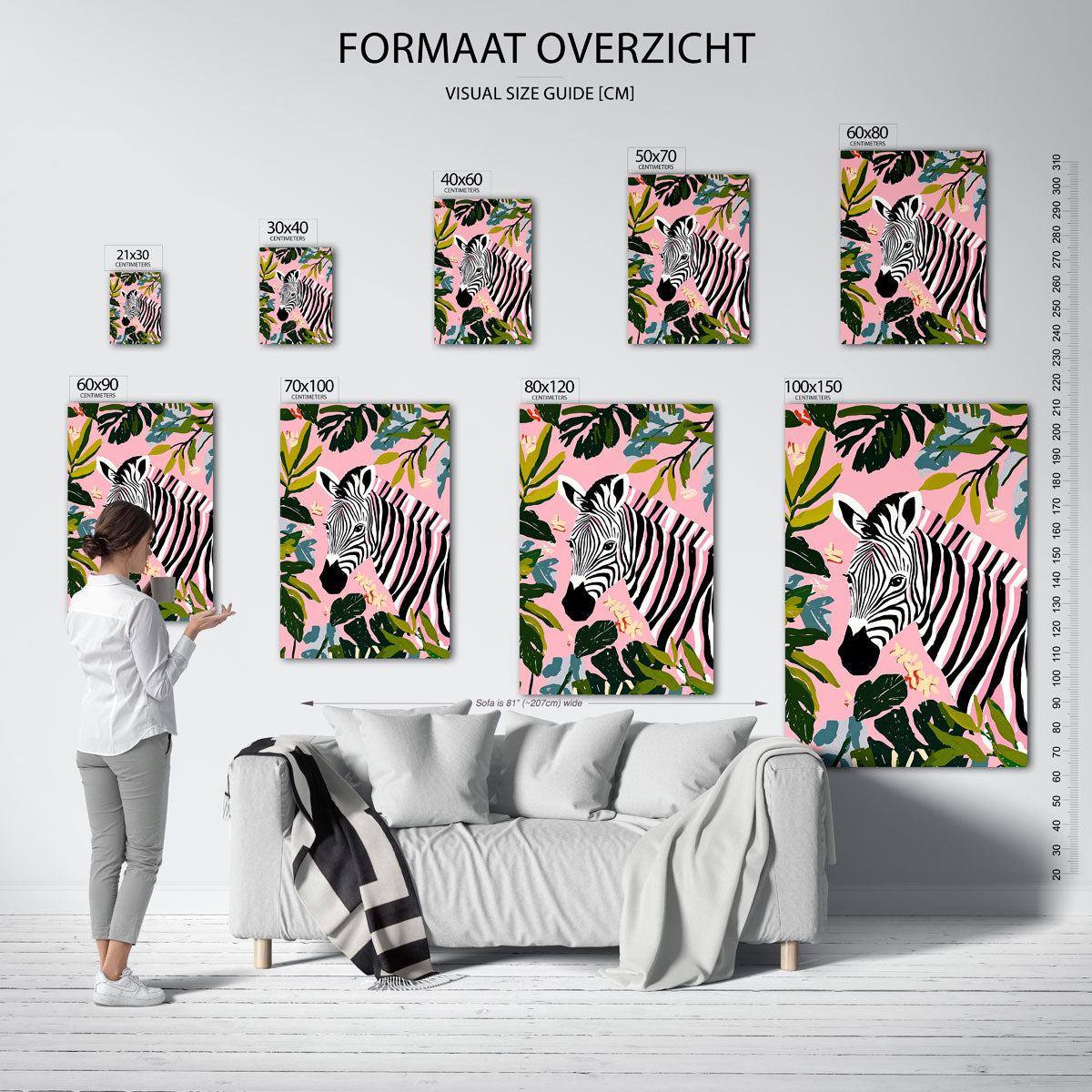 Zebra en bladeren Poster