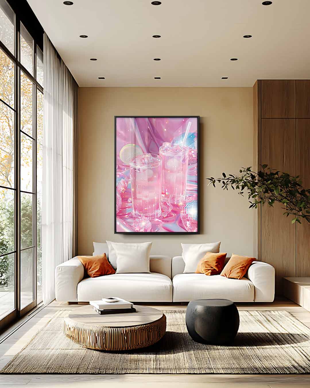 Sprankelende Roze Drankjes Kunstwerk-canvas-dibond-plexiglas-wanddecoratie-WallArtistic