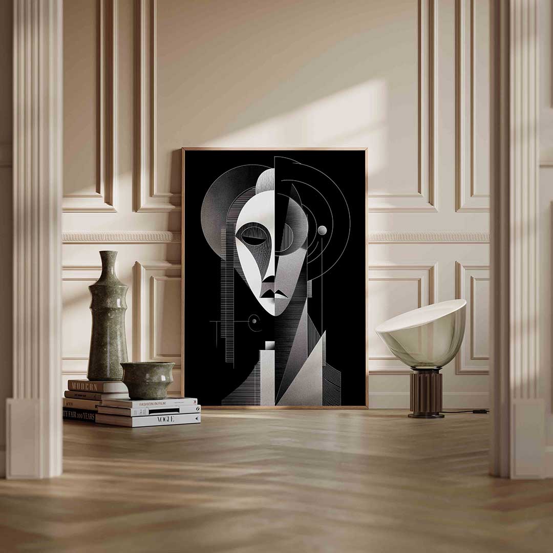 Abstracte gezichtsfiguur Poster
