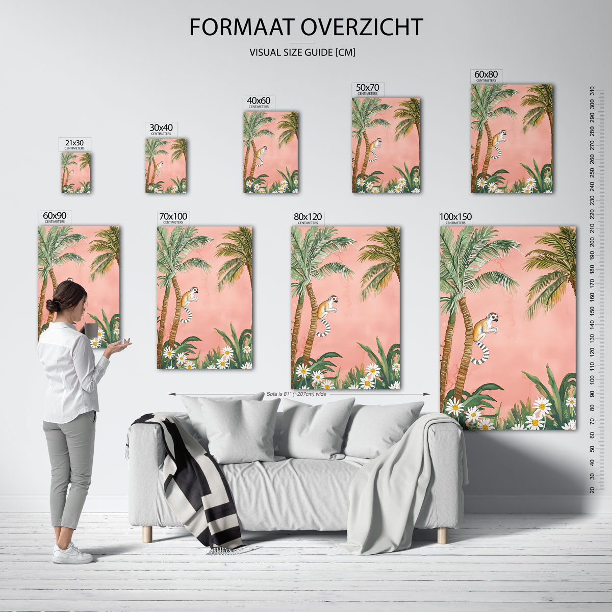 Lemur en palmbomen Poster