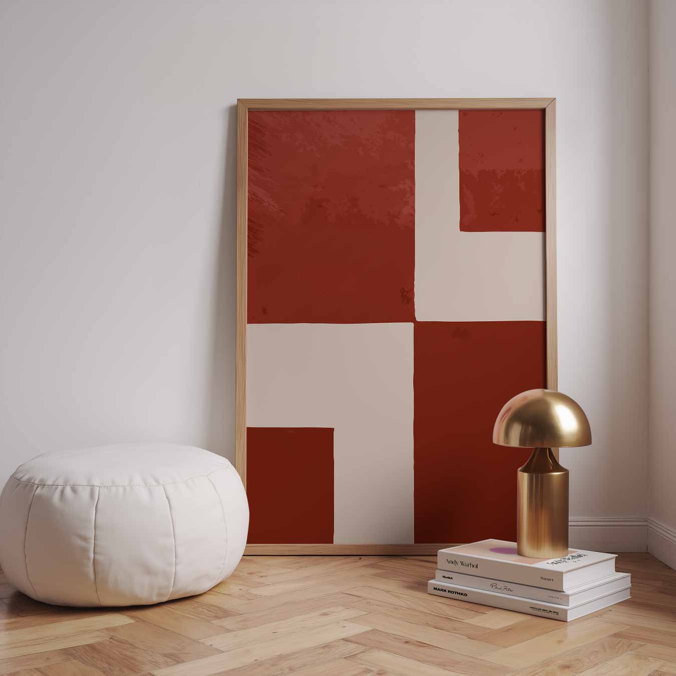 Moderne Minimalistische Rood-wit Poster-WallArtistic