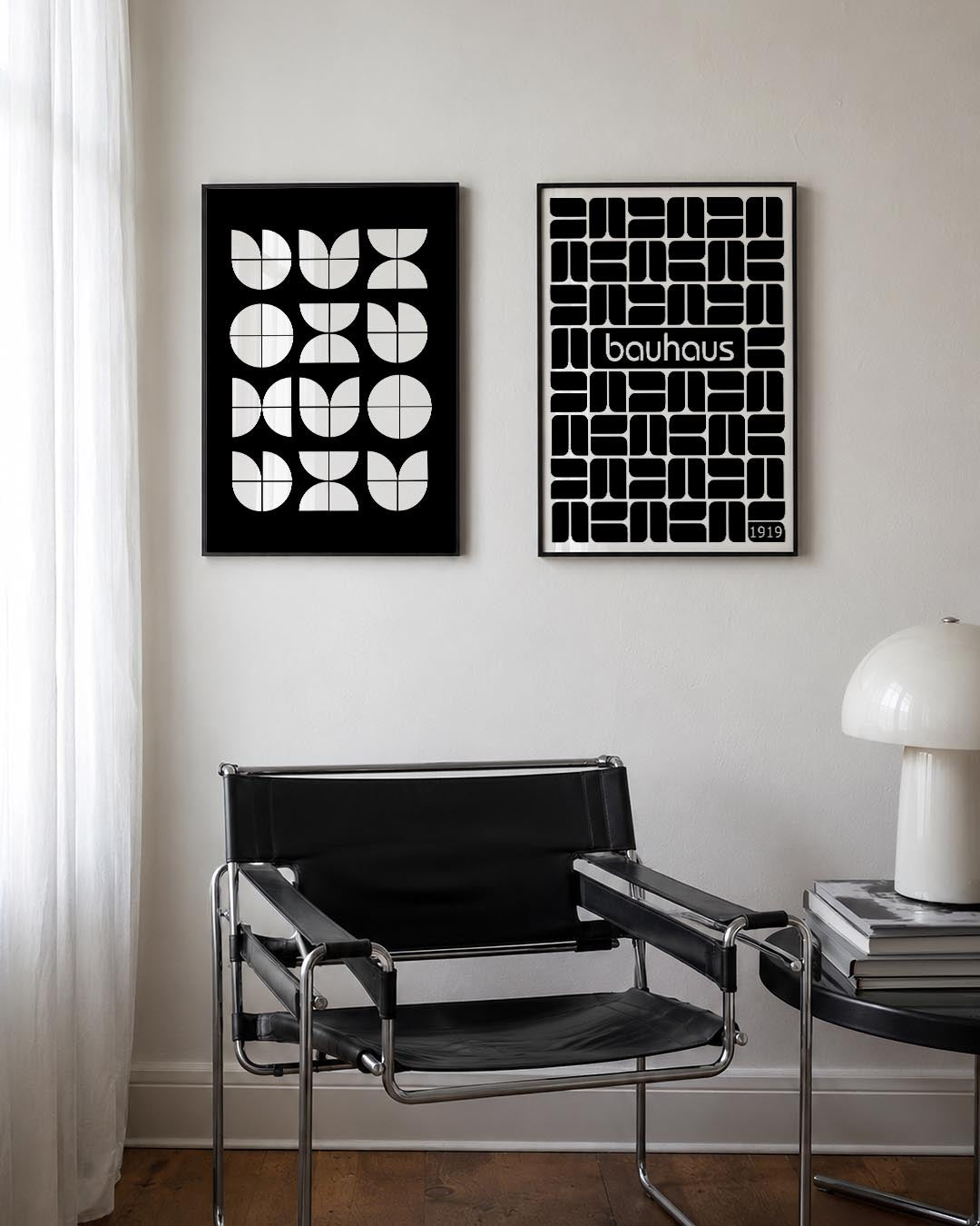 Vormenspel in zwart wit Posterset
