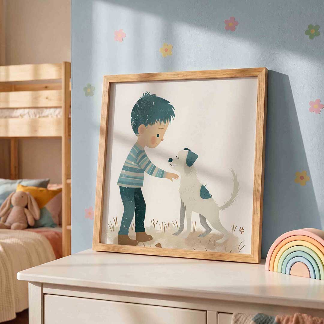 Jongen met hond Poster