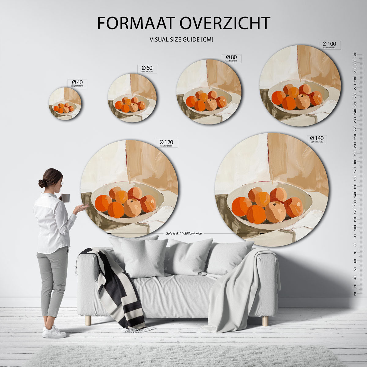 Sinaasappels in schaal Muurcirkel