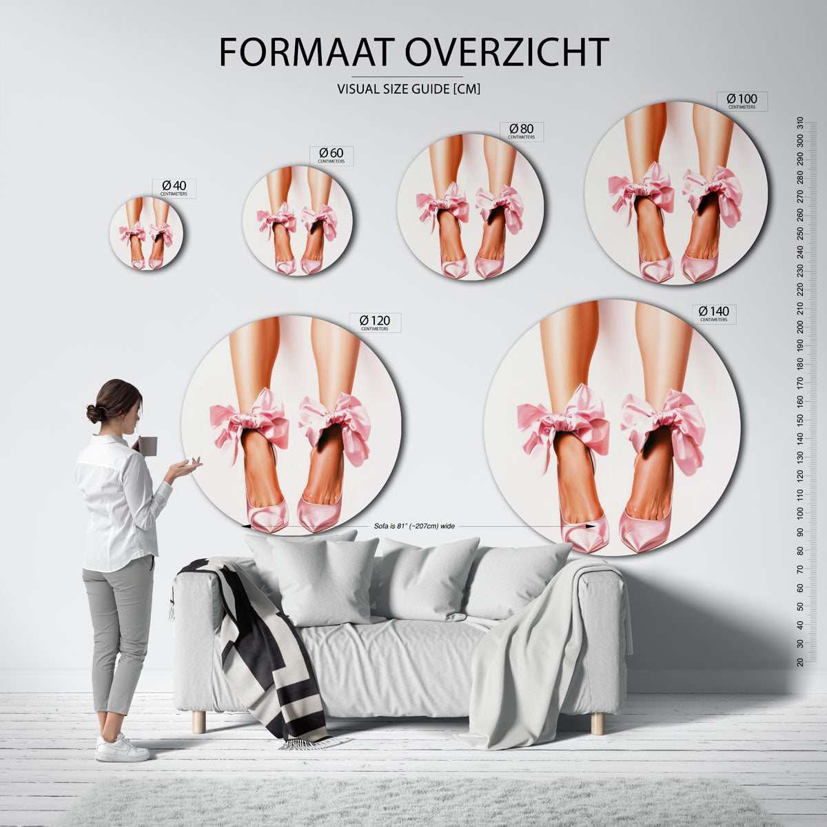 Roze strikken Muurcirkel
