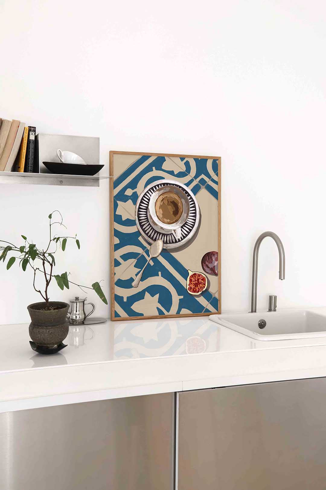 Koffiekopje en vijg Poster