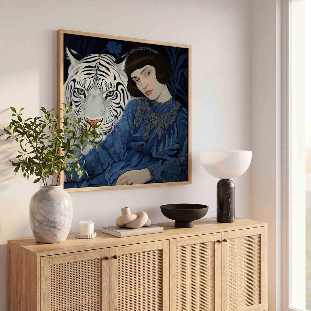 Vrouw met witte tijger Poster