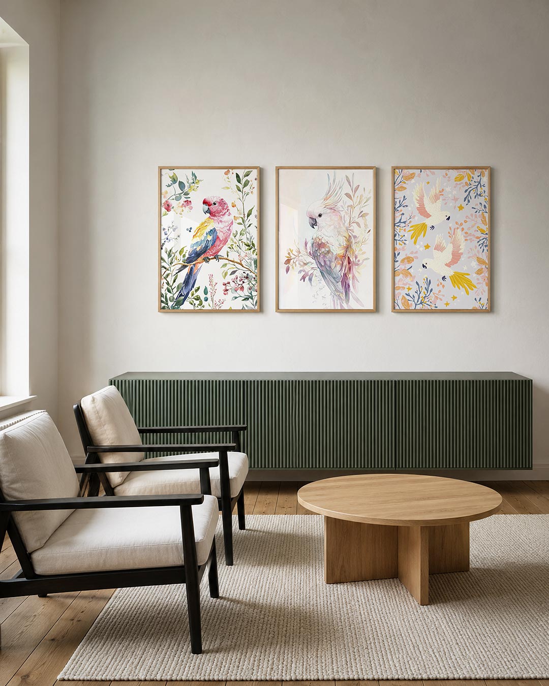 Vogel en bloemen Posterset