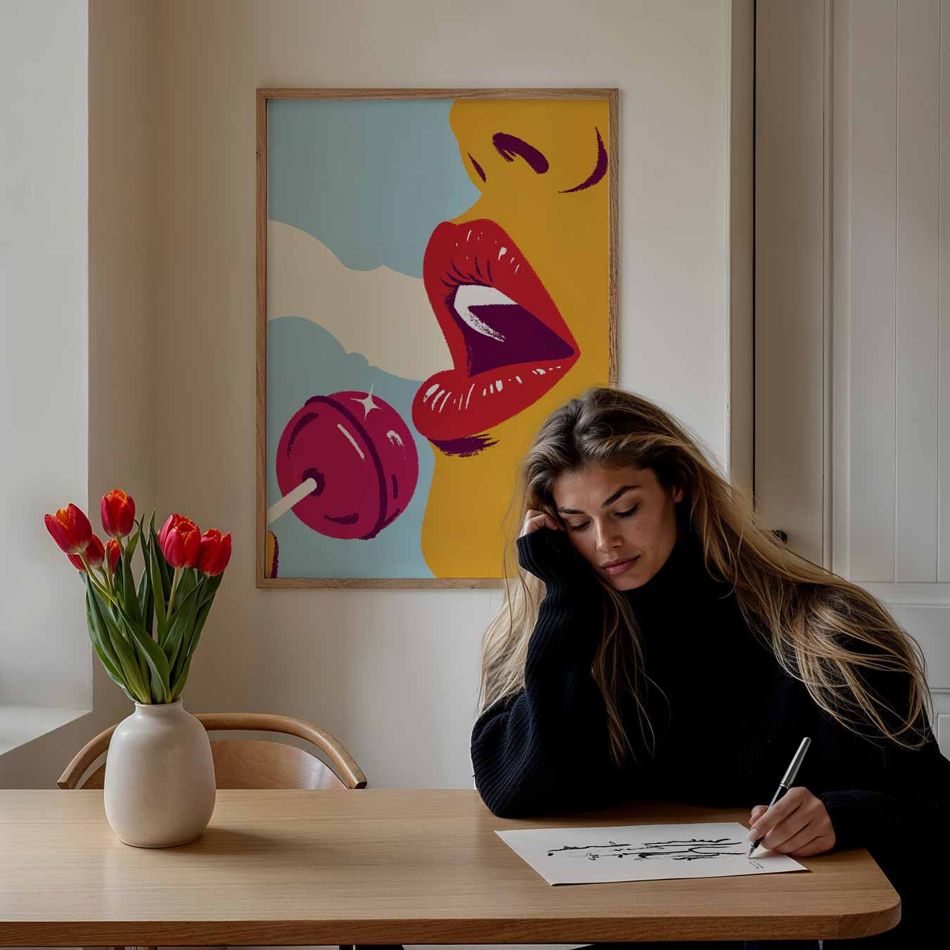 Verleidelijke Lolly Vrouw Poster-WallArtistic