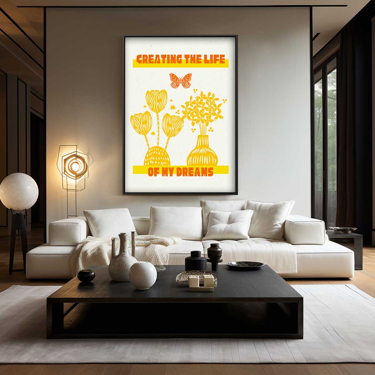 Bloemen en Vlinders Dromen Kunstwerk-canvas-dibond-plexiglas-wanddecoratie-WallArtistic