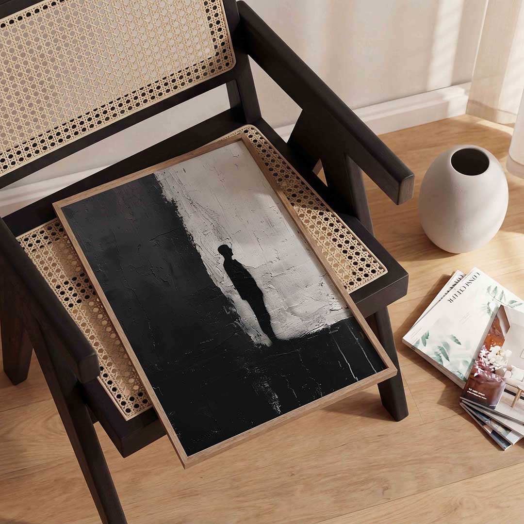Silhouet tegen tweekleurige achtergrond Poster