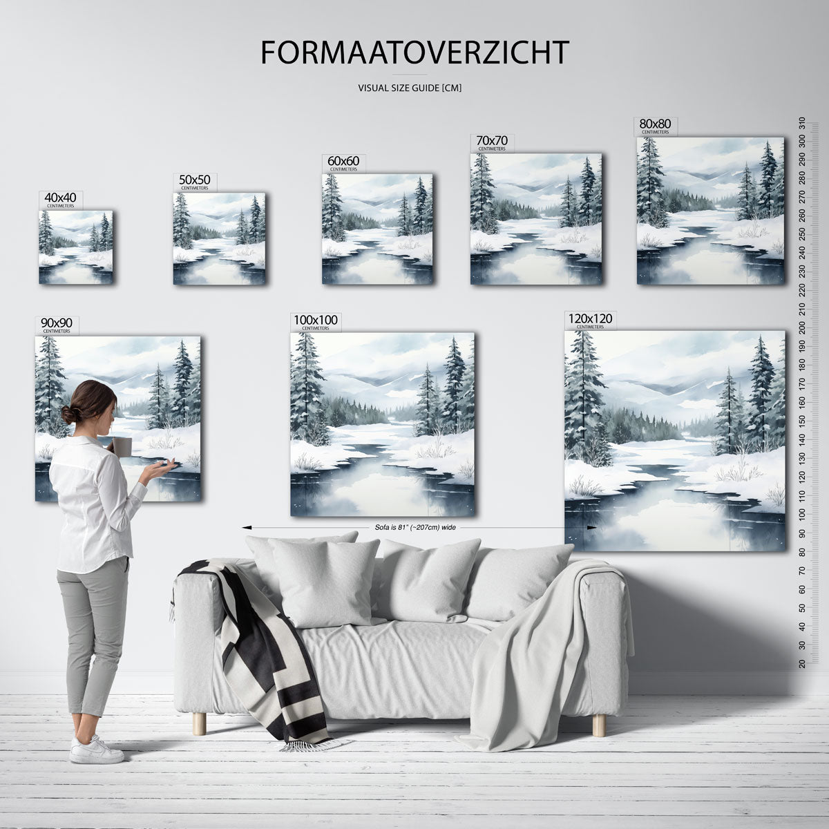 Winterlandschap met besneeuwde bomen Poster
