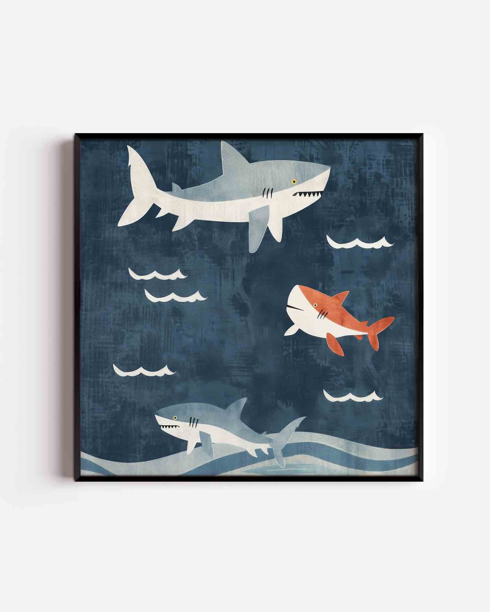 Haaien en golven Poster