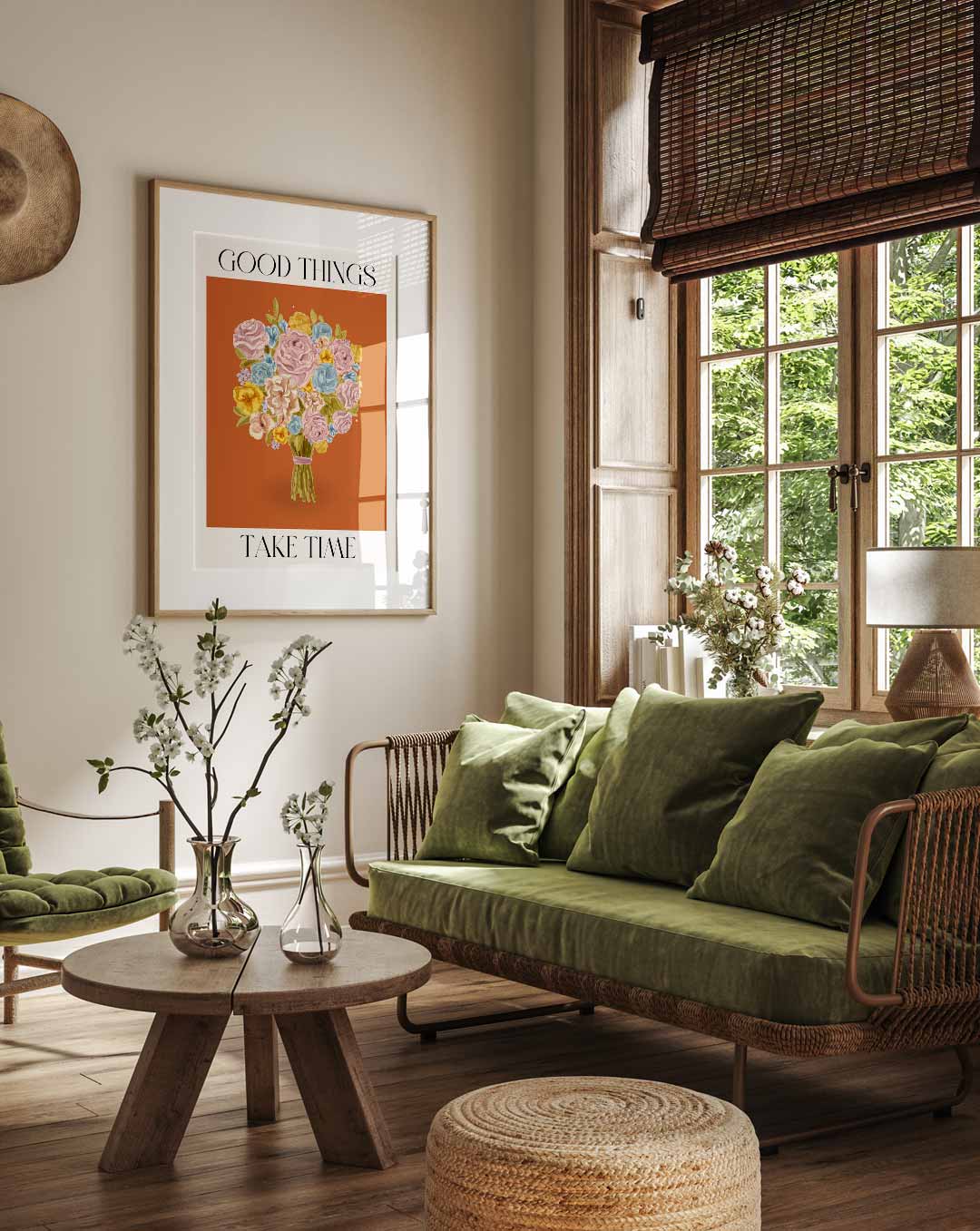 Bloemenpracht Poster met Inspirerende Tekst Poster-WallArtistic