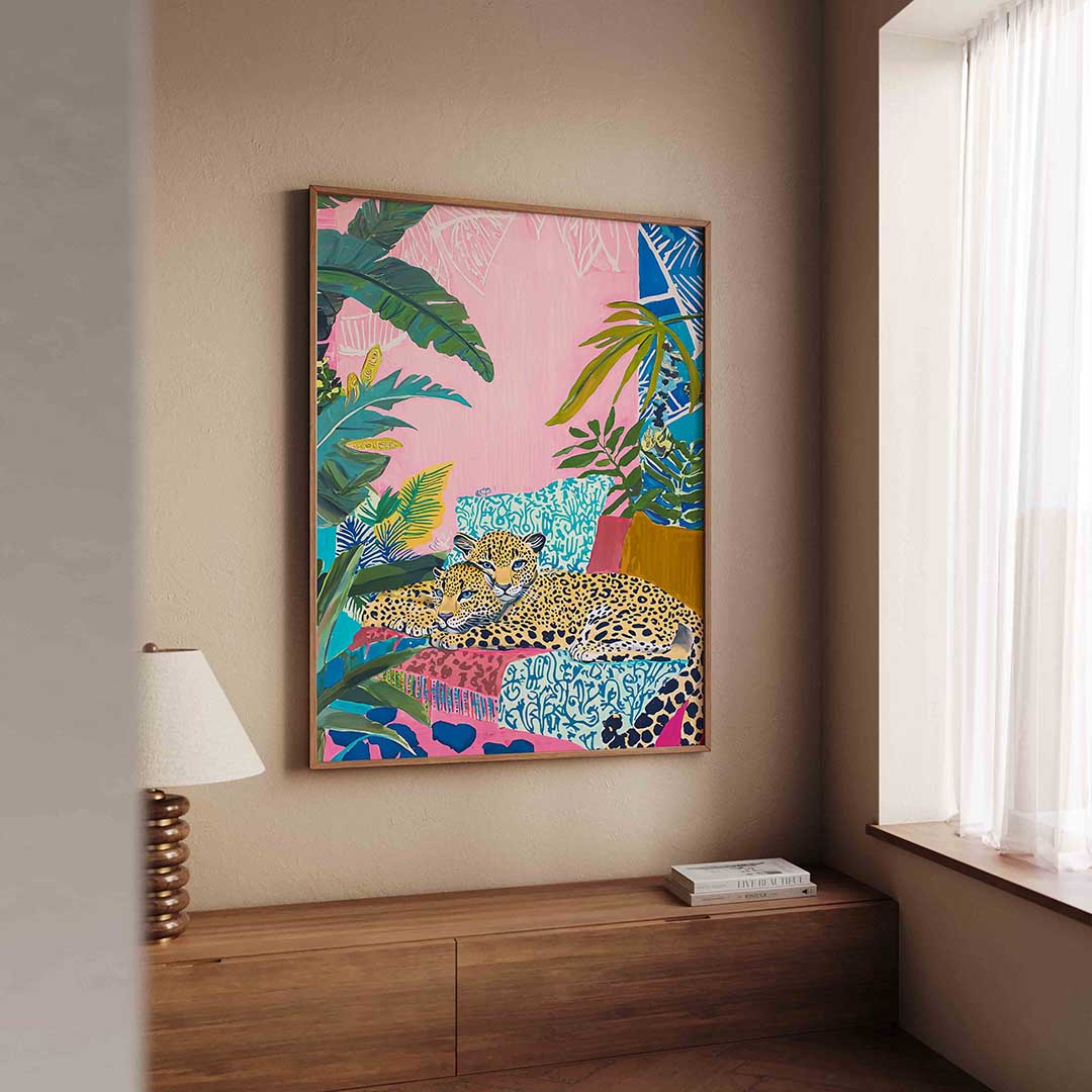 Luipaarden in tropische omgeving Poster