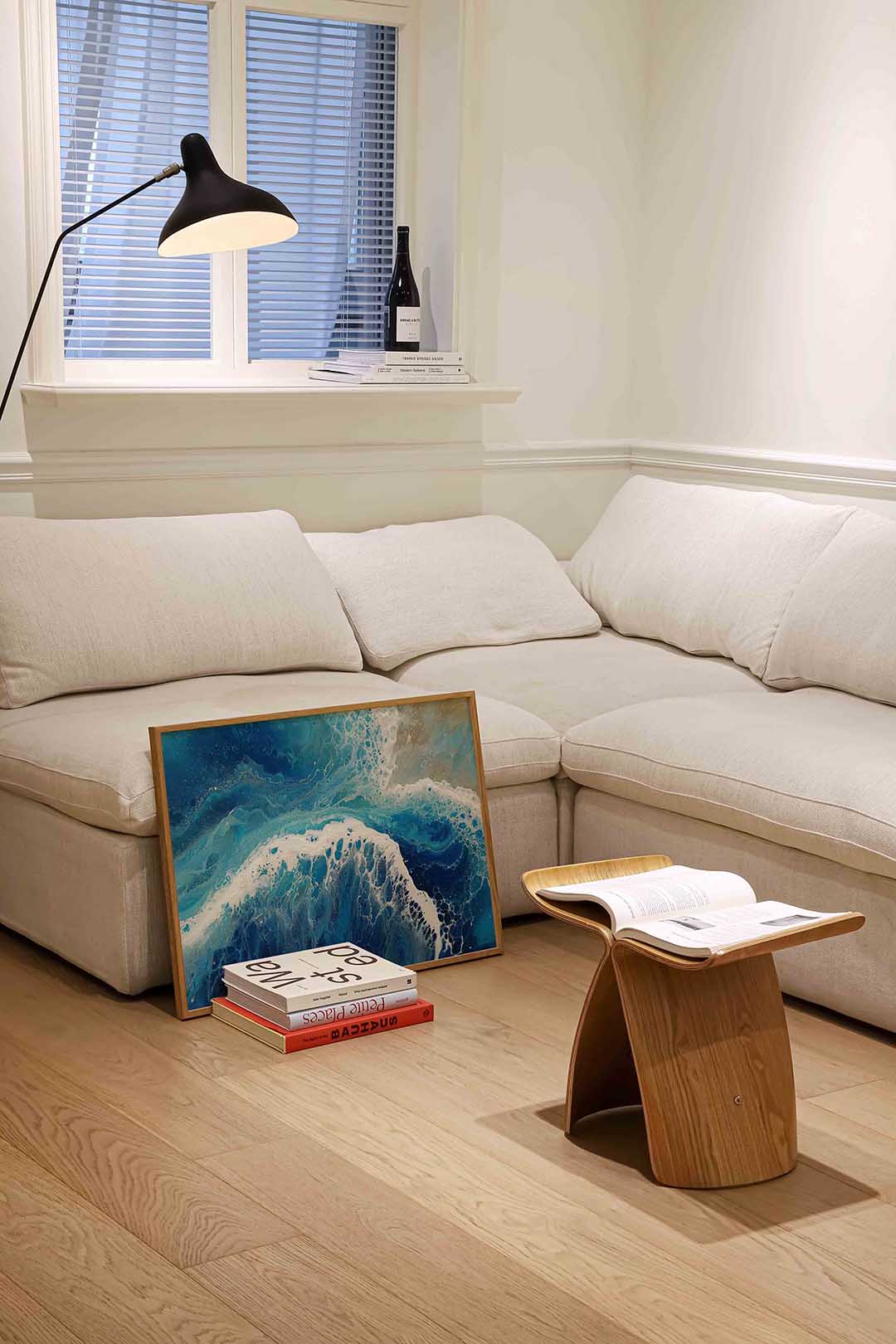Golvende blauwe zee Poster