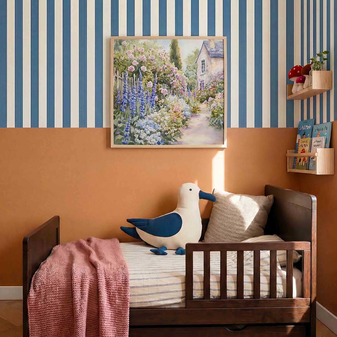 Bloementuin en huis Poster
