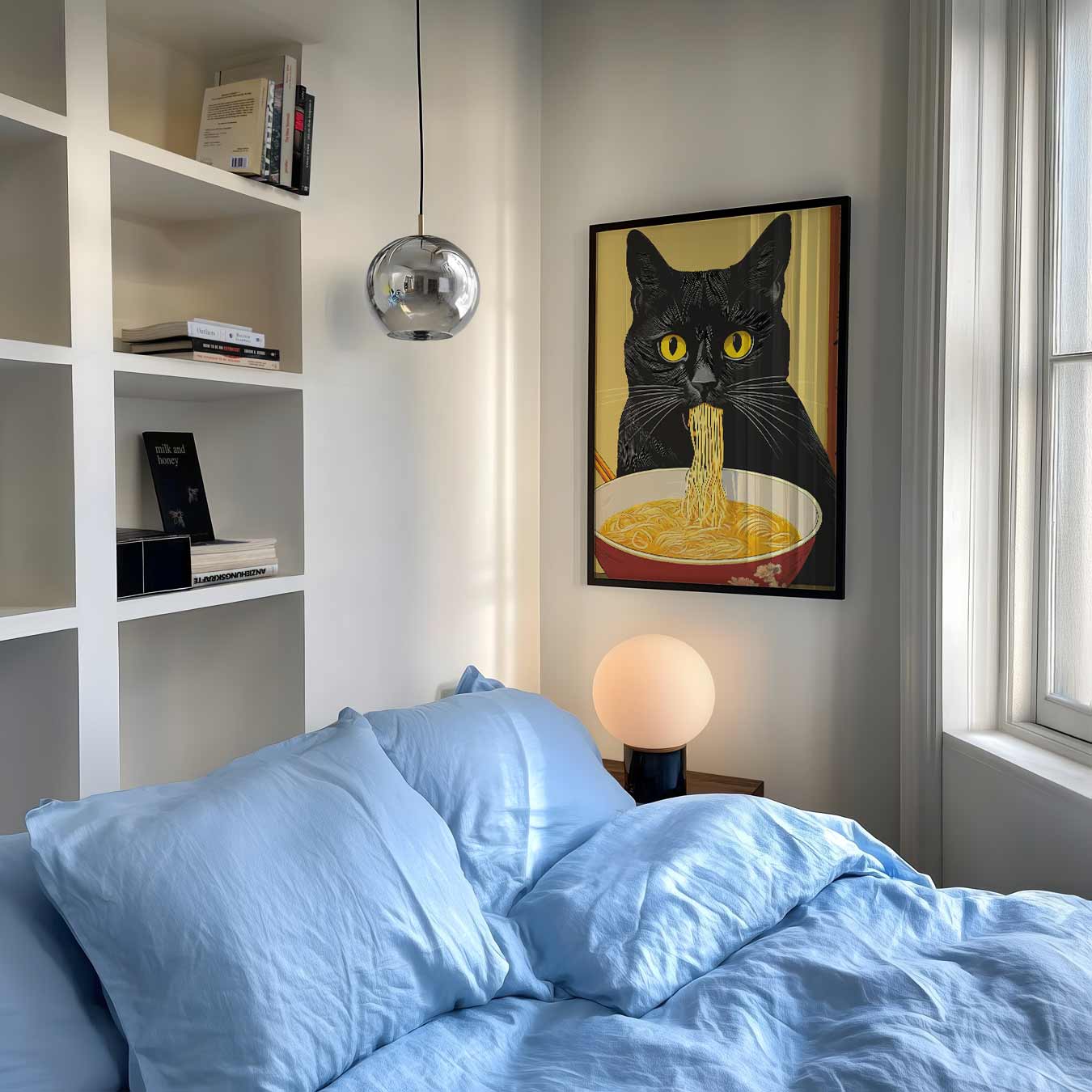 Kat met Noodles Poster-WallArtistic