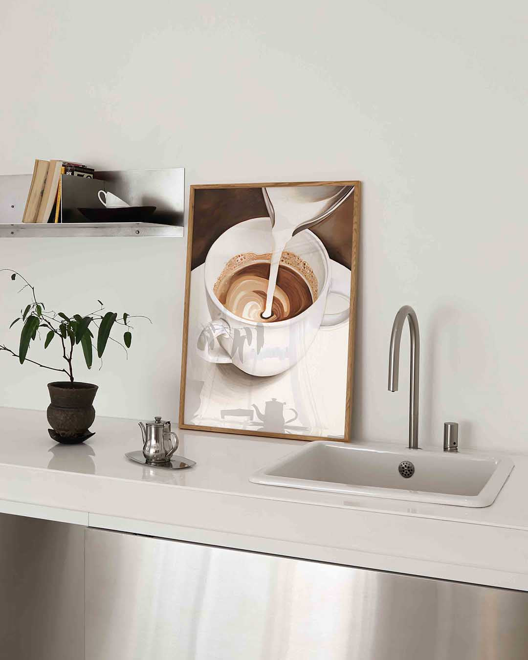 Koffiekop met melk Poster