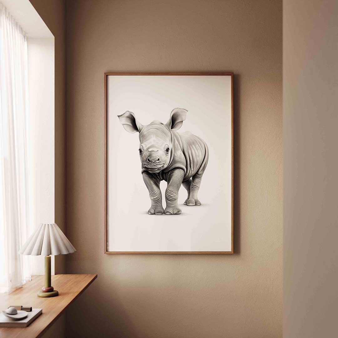 Neushoorn jong Poster