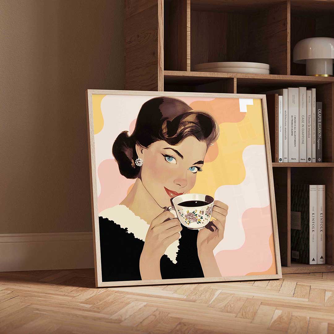 Vrouw met kopje Poster
