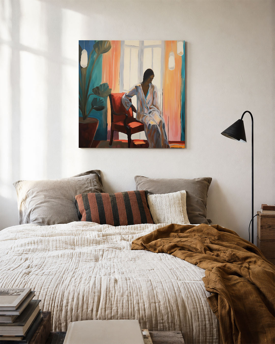 Vrouw in interieur Kunstwerk