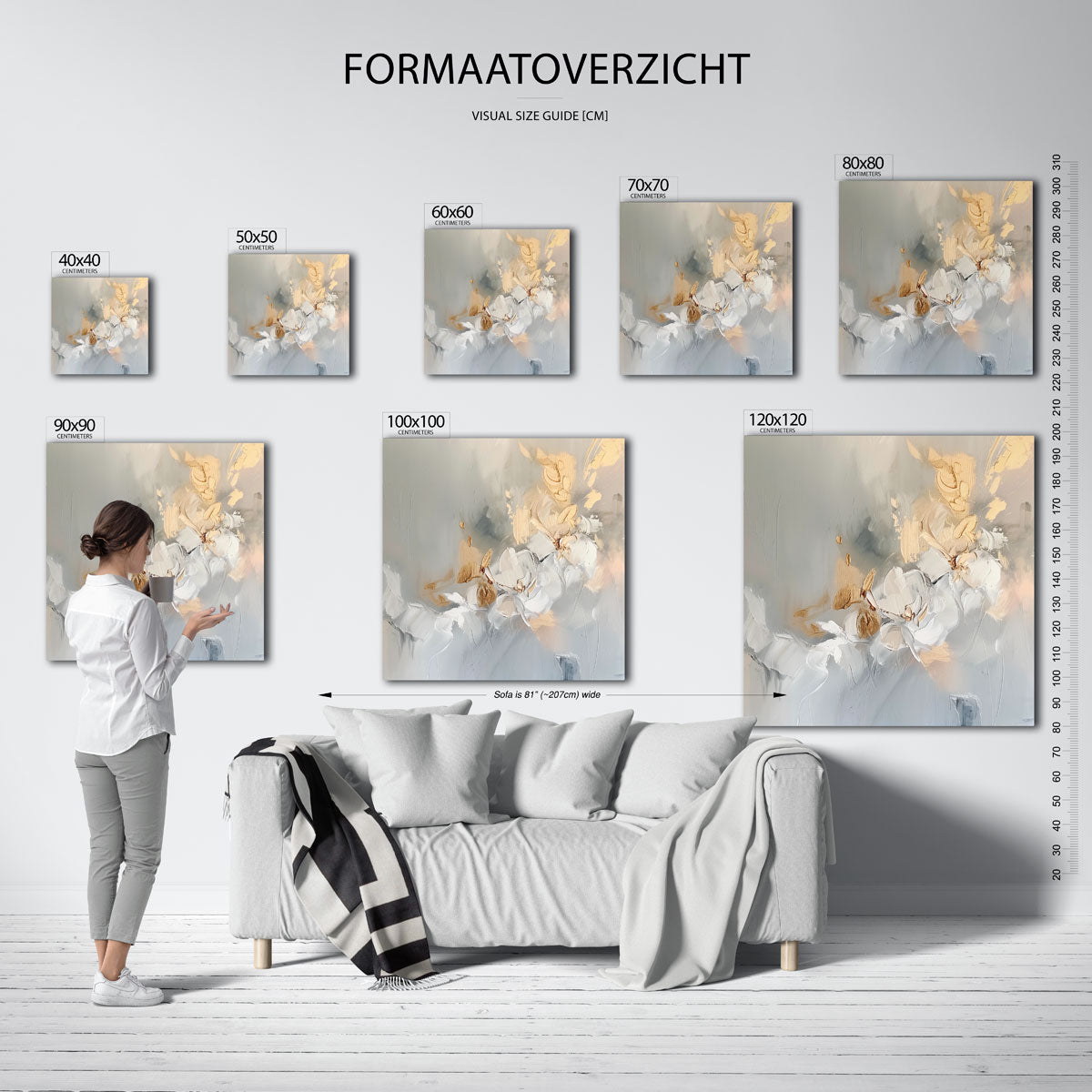 Bloemmotief in beige Poster