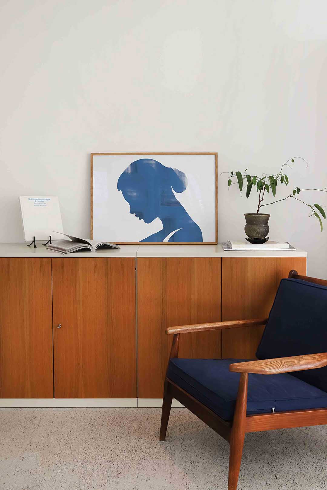 Blauw silhouet Poster