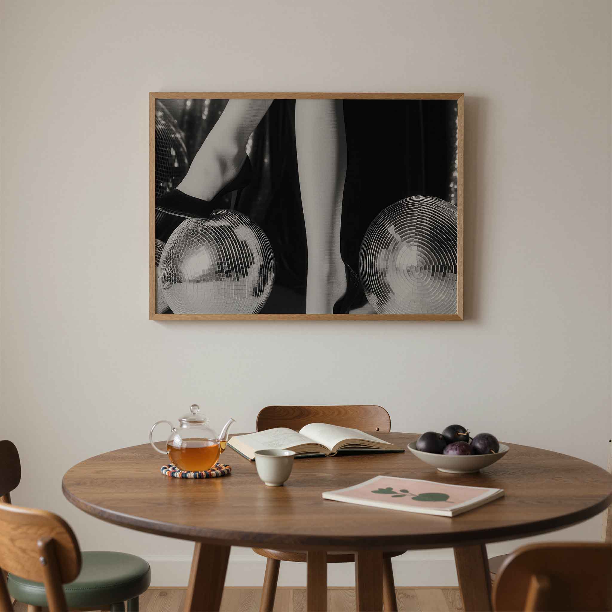 Hoge hakken en discoballen Poster